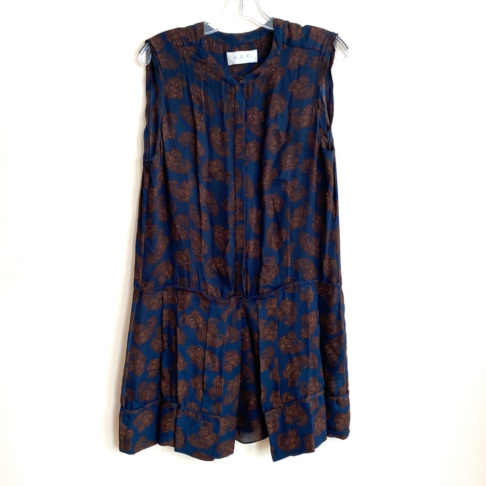 A.L.C. 100% Silk Sleeveless Dress Paisley Print